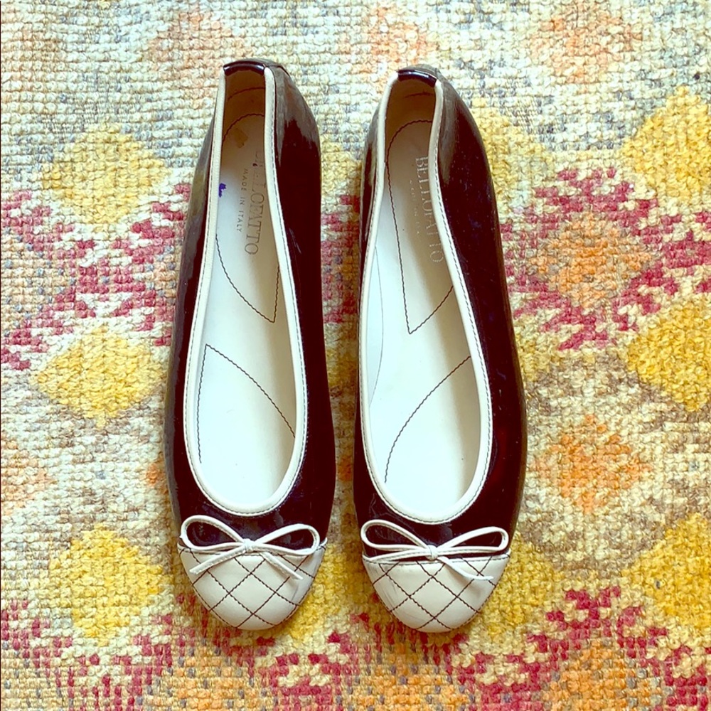 Bellofatto Cap-Toe Patent Ballerina Flat